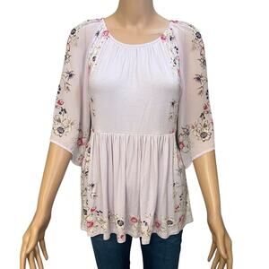 Anthropologie One September Garden Border Floral Blouse XS Flowy Fairy Coquette